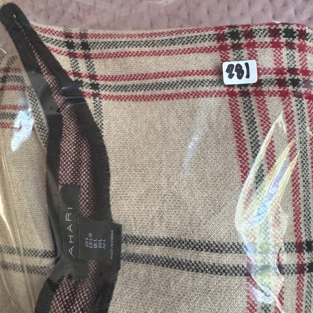TAHARI Plaid Sweater Knit Shift Dress Beige Academia Old Money NWT Preppy Large - Picture 10 of 10